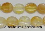 CYC05 15.5 inches 16mm flat round yellow crystal quartz beads