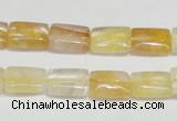 CYC08 15.5 inches 10*14mm rectangle yellow crystal quartz beads