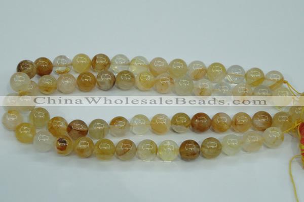 CYC105 15.5 inches 14mm round yellow crystal quartz beads