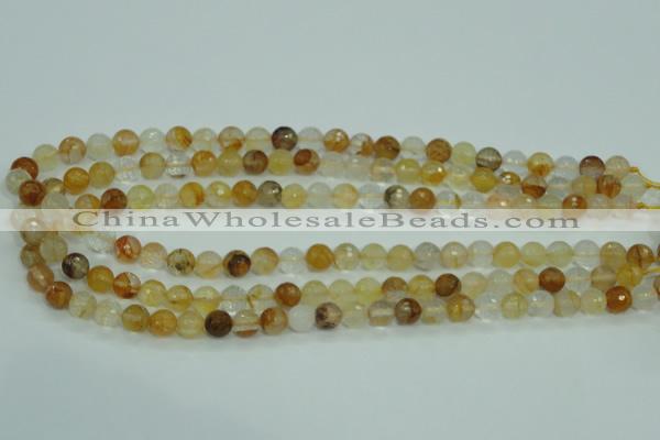 CYC113 15.5 inches 8mm faceted round yellow crystal quartz beads