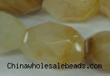 CYC129 15.5 inches 18*30mm faceted nuggets yellow crystal quartz beads