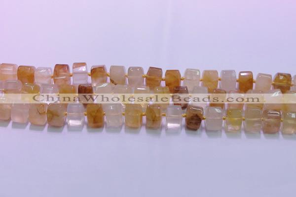 CYC138 15.5 inches 11*15*15mm faceted triangle yellow quartz beads