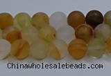 CYC140 15.5 inches 4mm round matte yellow quartz beads wholesale