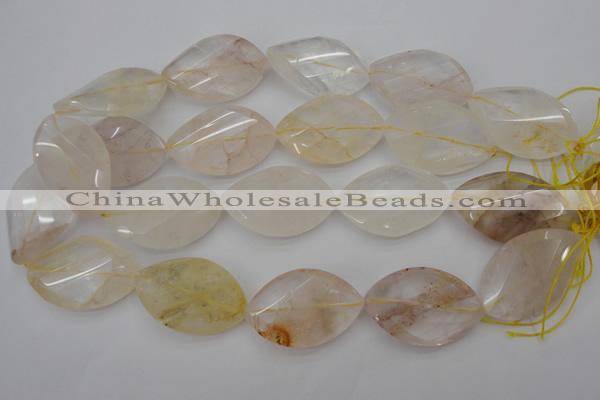 CYC202 15.5 inches 25*40mm twisted & faceted marquise yellow quartz beads