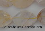 CYC204 15.5 inches 20*30mm twisted & faceted teardrop yellow quartz beads