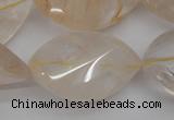 CYC205 15.5 inches 22*32mm twisted & faceted teardrop yellow quartz beads