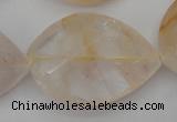 CYC207 15.5 inches 28*40mm twisted & faceted teardrop yellow quartz beads