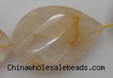 CYC208 15.5 inches 23*45mm twisted & faceted teardrop yellow quartz beads