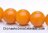 CYJ15 14mm round 16 inches yellow jade gemstone beads Wholesale