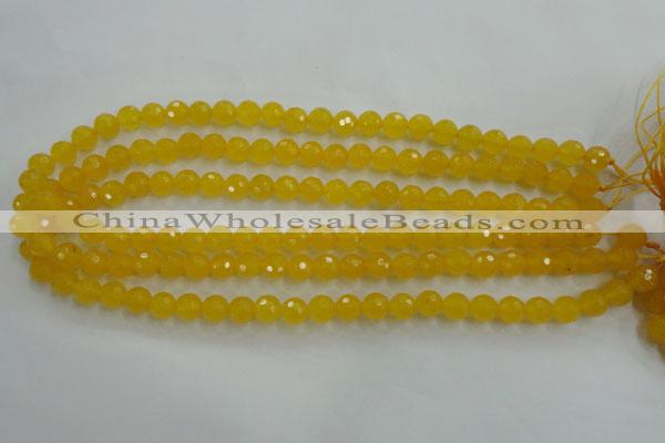 CYJ201 15.5 inches 6mm faceted round yellow jade beads wholesale