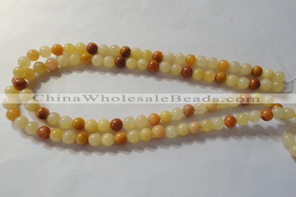 CYJ262 15.5 inches 8mm round mixed color yellow jade beads wholesale
