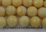 CYJ312 15.5 inches 8mm faceted round yellow jade beads wholesale