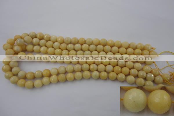 CYJ312 15.5 inches 8mm faceted round yellow jade beads wholesale