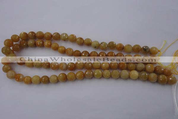 CYJ324 15.5 inches 10mm faceted round yellow jade beads wholesale