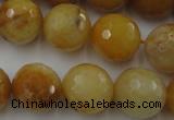 CYJ327 15.5 inches 16mm faceted round yellow jade beads wholesale