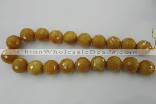 CYJ329 15.5 inches 20mm faceted round yellow jade beads wholesale