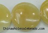 CYJ53 15.5 inches 35mm flat round yellow jade gemstone beads wholesale