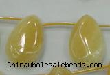 CYJ54 20*30mm top-drilled twisted teardrop yellow jade gemstone beads