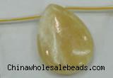 CYJ56 30*40mm top-drilled flat teardrop yellow jade gemstone beads