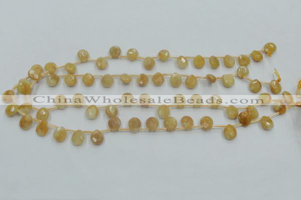 CYJ58 15.5 inches 10*12mm briolette yellow jade gemstone beads