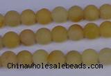 CYJ600 15.5 inches 4mm round matte yellow jade beads wholesale