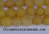 CYJ602 15.5 inches 8mm round matte yellow jade beads wholesale