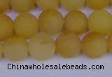 CYJ603 15.5 inches 10mm round matte yellow jade beads wholesale