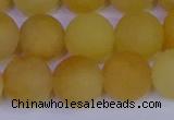 CYJ605 15.5 inches 14mm round matte yellow jade beads wholesale