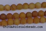 CYJ610 15.5 inches 4mm round matte yellow jade beads wholesale