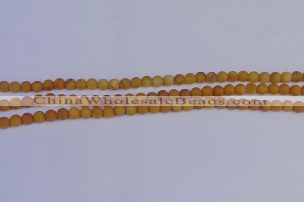 CYJ610 15.5 inches 4mm round matte yellow jade beads wholesale