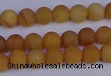 CYJ611 15.5 inches 6mm round matte yellow jade beads wholesale