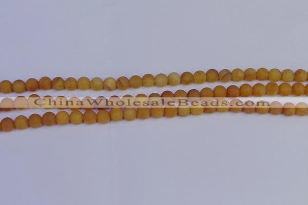 CYJ611 15.5 inches 6mm round matte yellow jade beads wholesale