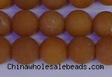 CYJ613 15.5 inches 10mm round matte yellow jade beads wholesale