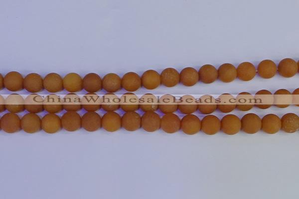 CYJ613 15.5 inches 10mm round matte yellow jade beads wholesale