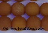 CYJ615 15.5 inches 14mm round matte yellow jade beads wholesale