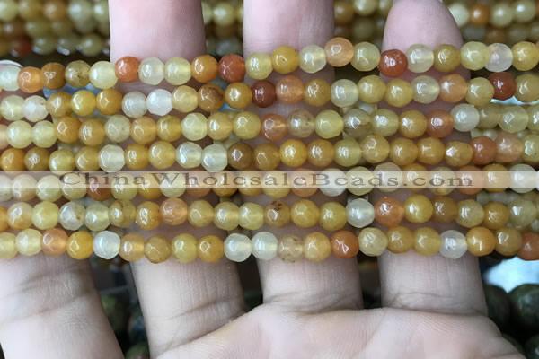 CYJ630 15.5 inches 4mm faceted round yellow jade beads wholesale