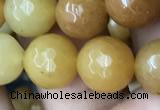 CYJ633 15.5 inches 10mm faceted round yellow jade beads wholesale