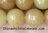 CYJ635 15.5 inches 14mm faceted round yellow jade beads wholesale