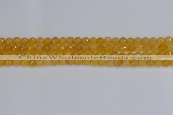 CYJ639 15.5 inches 6mm faceted round yellow jade beads wholesale