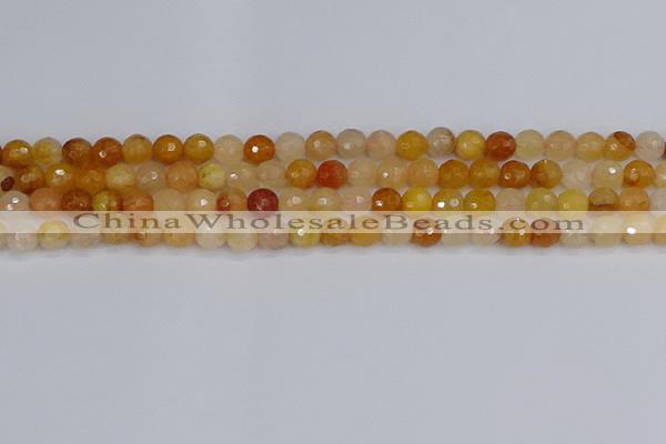 CYJ646 15.5 inches 6mm faceted round mixed yellow jade beads