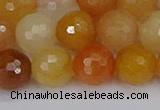 CYJ649 15.5 inches 12mm faceted round mixed yellow jade beads