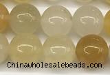 CYJ657 15 inches 8mm round yellow jade beads