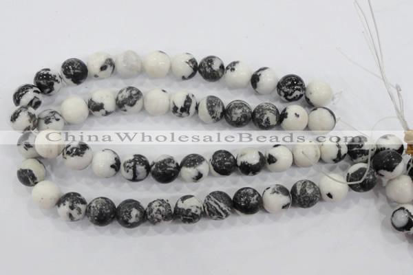 CZJ207 15.5 inches 16mm round black & white zebra jasper beads