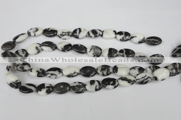 CZJ220 15.5 inches 13*18mm oval black & white zebra jasper beads