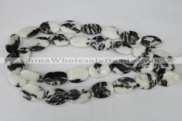 CZJ221 15.5 inches 18*25mm oval black & white zebra jasper beads