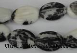 CZJ230 13*18mm carved oval black & white zebra jasper beads