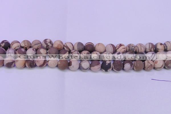 CZJ263 15.5 inches 10mm round matte zebra jasper beads