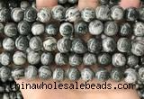 CZJ414 15.5 inches 12mm round green zebra jasper beads wholesale
