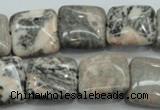 CZJ51 16 inches 20*20mm square zebra jasper gemstone beads wholesale