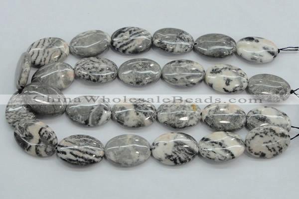 CZJ54 16 inches 22*30mm oval zebra jasper gemstone beads wholesale